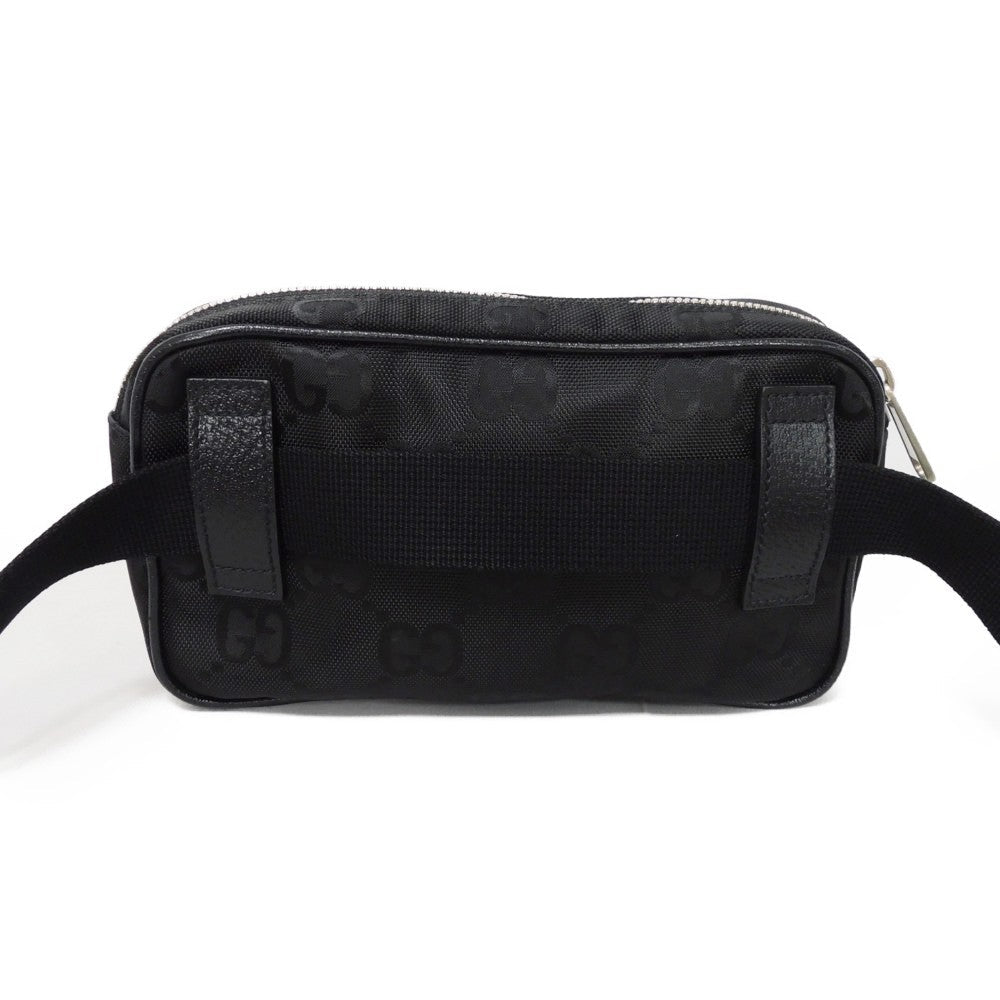 GUCCI Sling bag 631341 H9HBN 1000 GG nylon x calf leather (embossed) black Waist bag Shoulder Bag GG nylon Off the grid belt bag mens Used Authentic