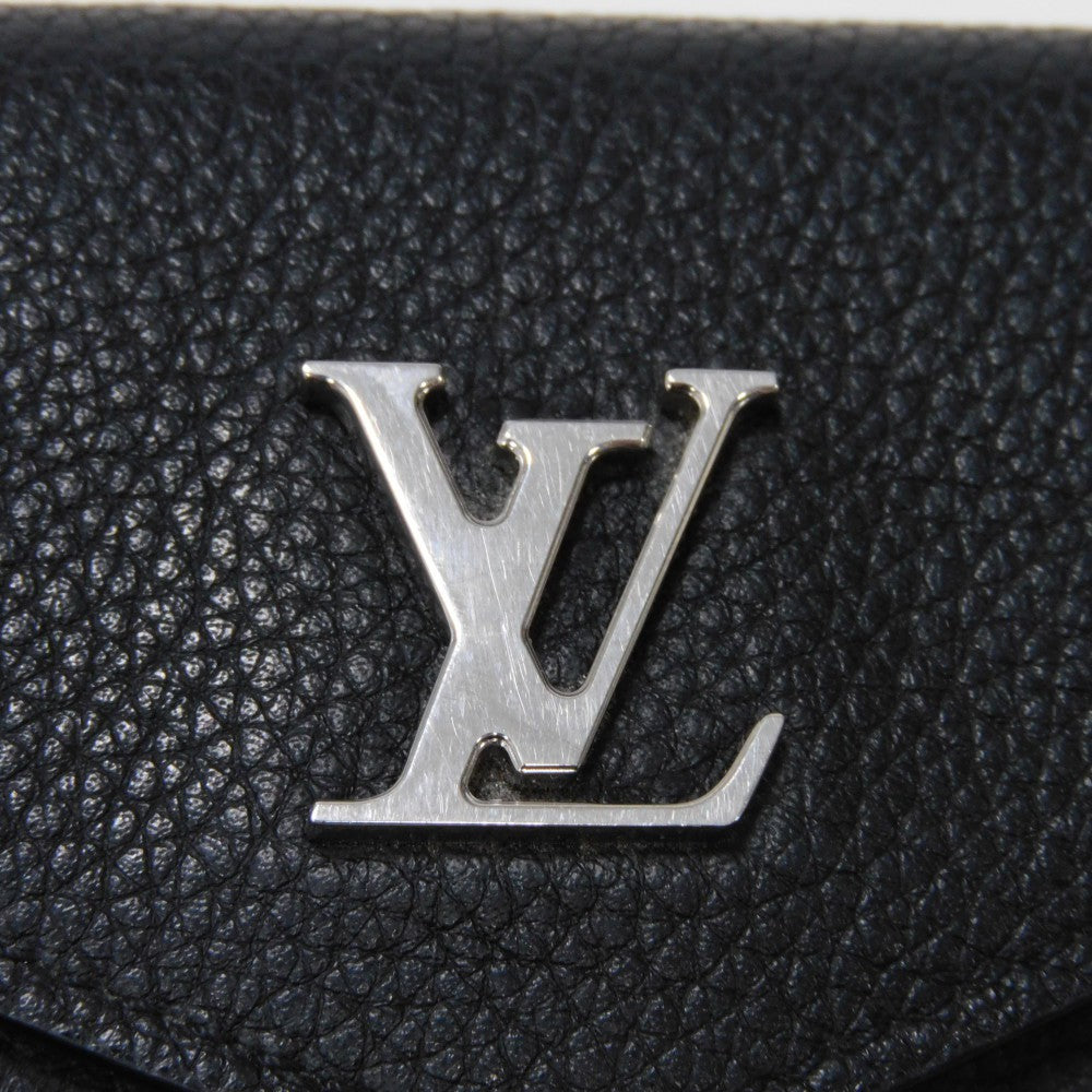 LOUIS VUITTON Tri-fold wallet M63921 Grain calf leather (embossed) Noir Current LV Signature Grain Calfskin Black RFID LV logo Portefeuille Rock Mini unisex(Unisex) Used Authentic