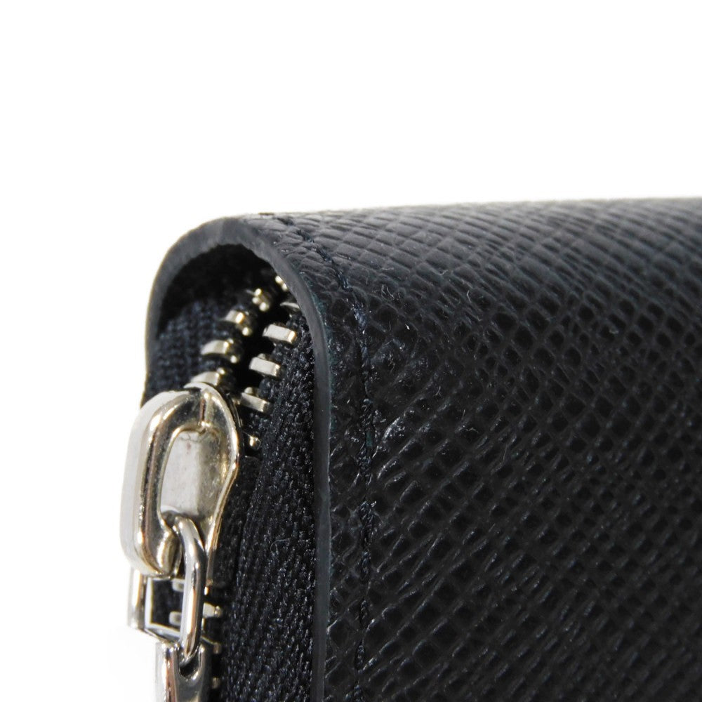 LOUIS VUITTON Long Wallet Purse M30056 Taiga leather (stamped) Noir New LV logo black Zip Around RFID IC chip Taiga Zippy Organizer NM mens Used Authentic