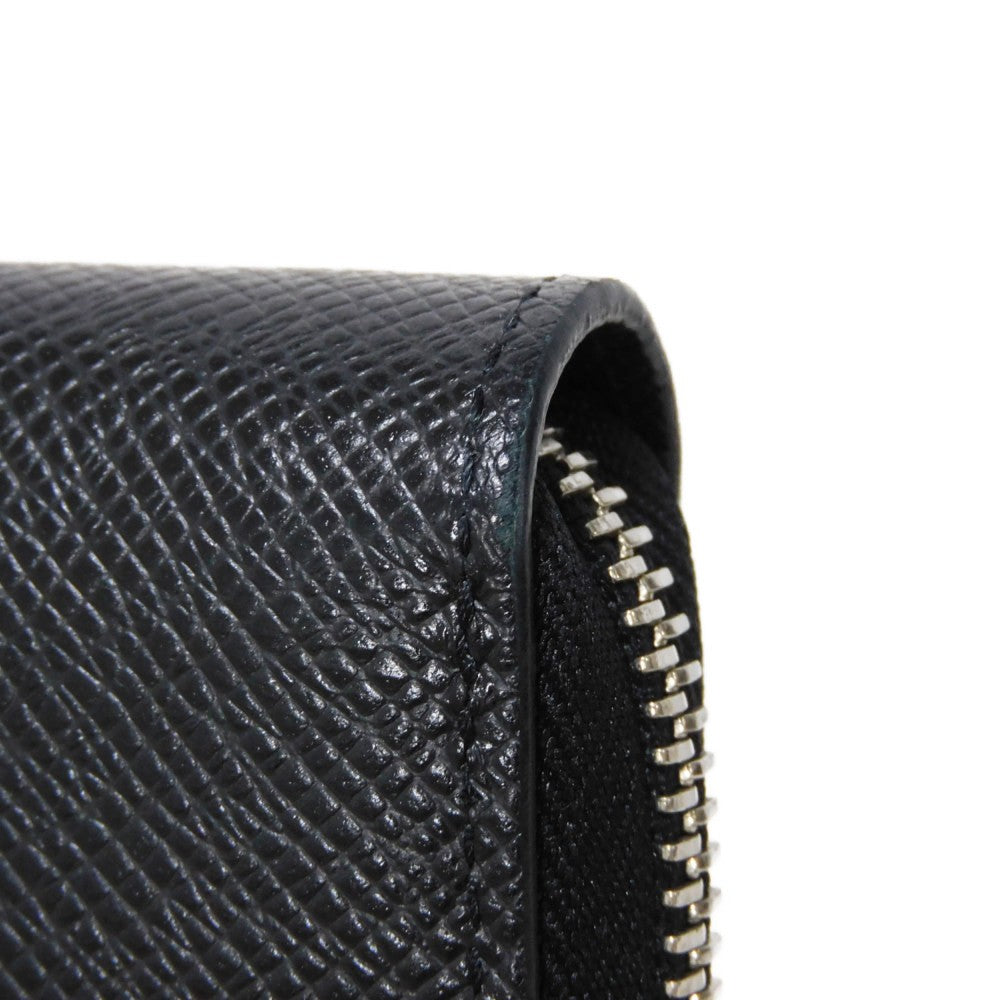 LOUIS VUITTON Long Wallet Purse M30056 Taiga leather (stamped) Noir New LV logo black Zip Around RFID IC chip Taiga Zippy Organizer NM mens Used Authentic