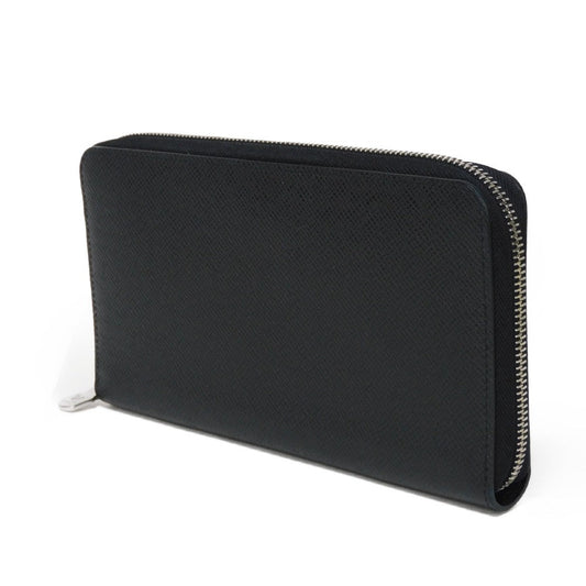LOUIS VUITTON Long Wallet Purse M30056 Taiga leather (stamped) Noir New LV logo black Zip Around RFID IC chip Taiga Zippy Organizer NM mens Used Authentic