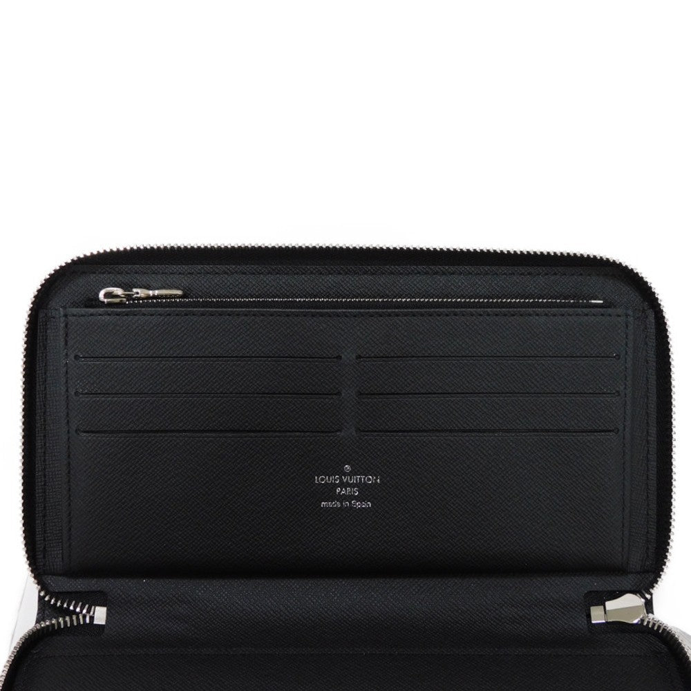 LOUIS VUITTON Long Wallet Purse M30056 Taiga leather (stamped) Noir New LV logo black Zip Around RFID IC chip Taiga Zippy Organizer NM mens Used Authentic