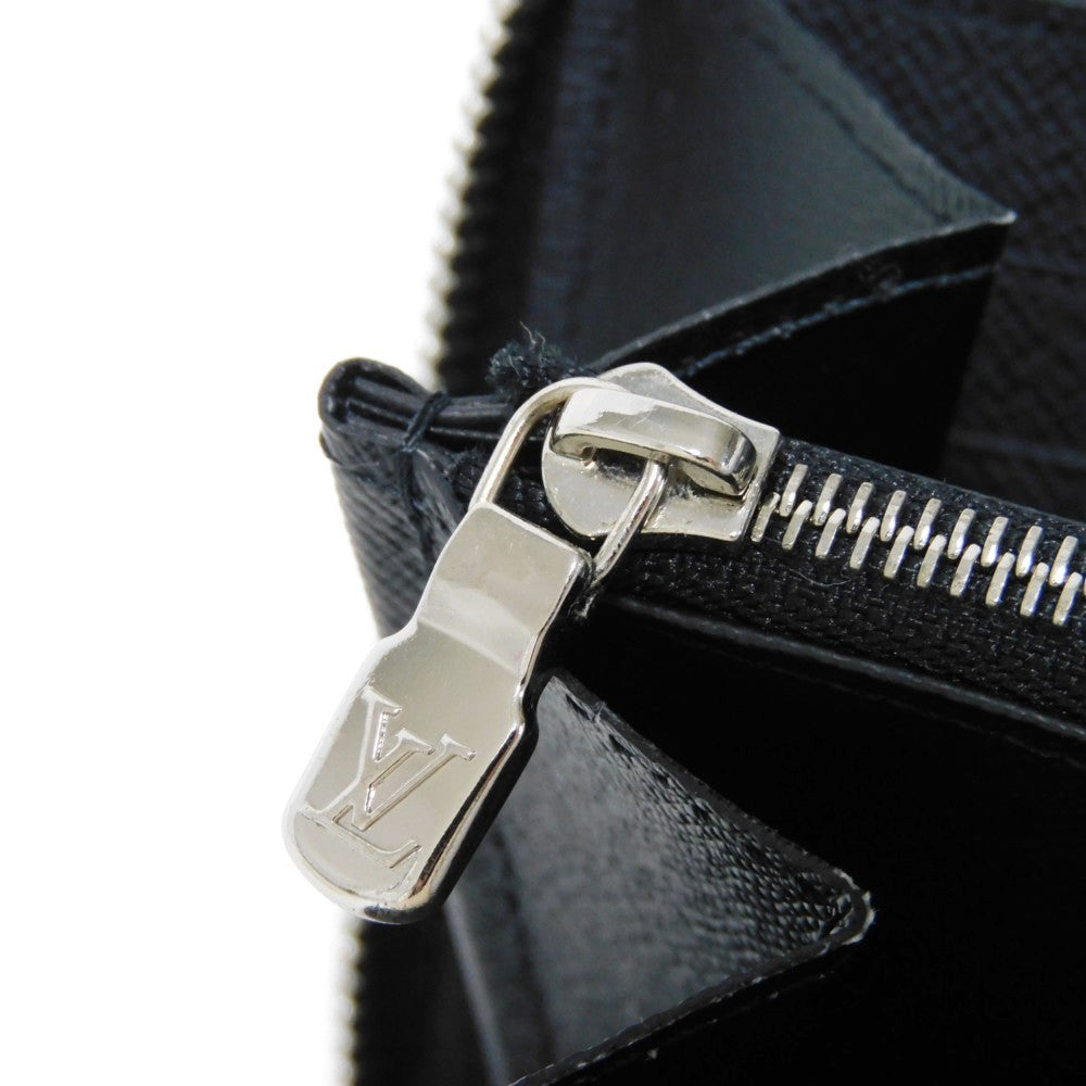 LOUIS VUITTON Long Wallet Purse M30056 Taiga leather (stamped) Noir New LV logo black Zip Around RFID IC chip Taiga Zippy Organizer NM mens Used Authentic