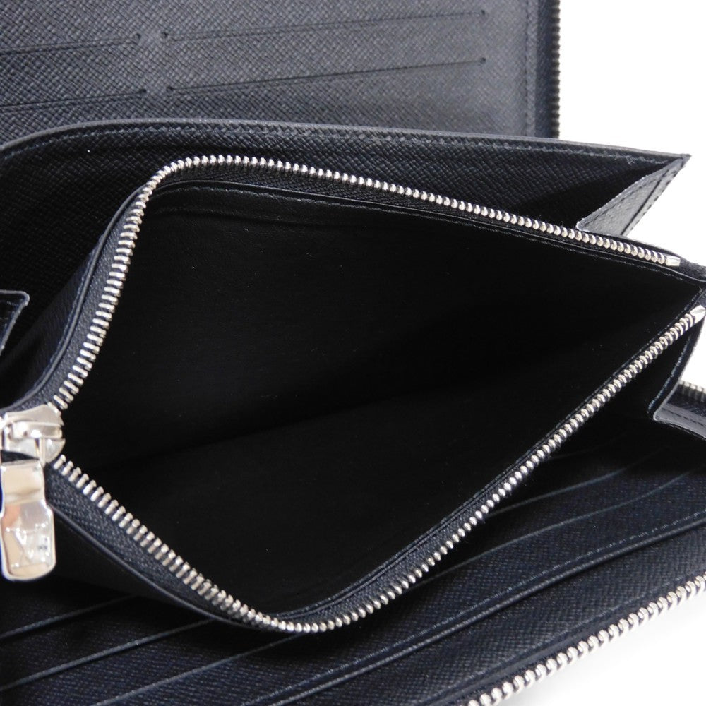 LOUIS VUITTON Long Wallet Purse M30056 Taiga leather (stamped) Noir New LV logo black Zip Around RFID IC chip Taiga Zippy Organizer NM mens Used Authentic