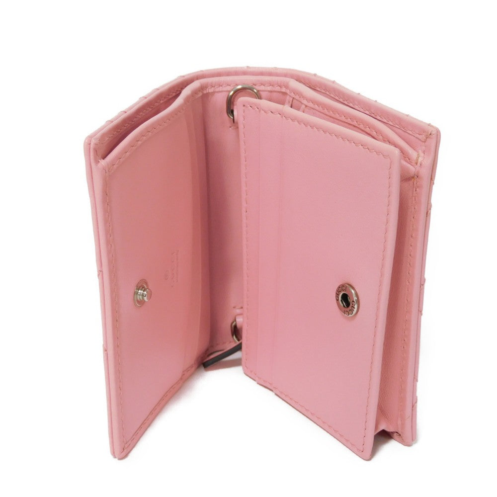 GUCCI Bifold Wallet 625693 DTD1T 5815 Calf leather Wild rose Chevron, in good condition GG Marmont Quilted Compact Chain Wallet Women Used Authentic