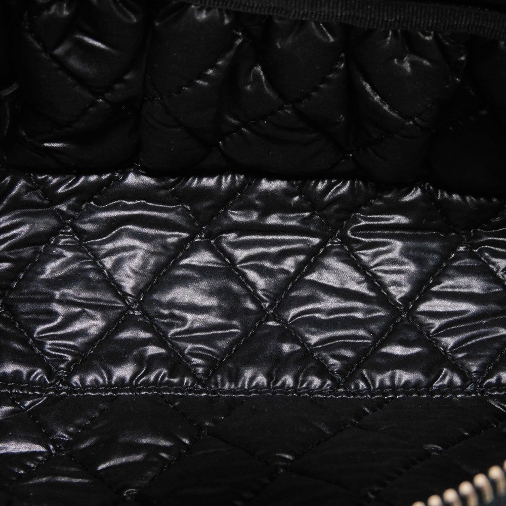 CHANEL Pouch A70811 Nylon black CC mark logo flower floral pattern mini silver 26 series COCO Mark Camellia cosmetic pouch unisex(Unisex) Used Authentic