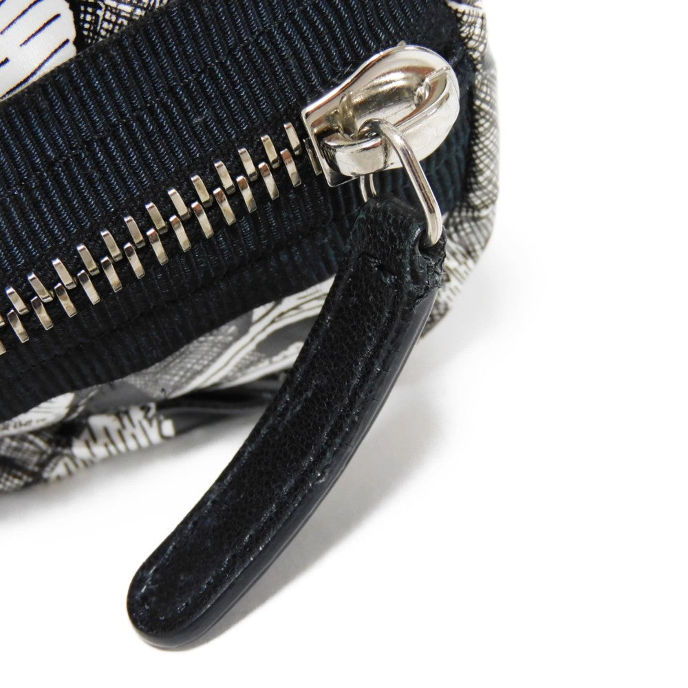 CHANEL Pouch A70811 Nylon black CC mark logo flower floral pattern mini silver 26 series COCO Mark Camellia cosmetic pouch unisex(Unisex) Used Authentic