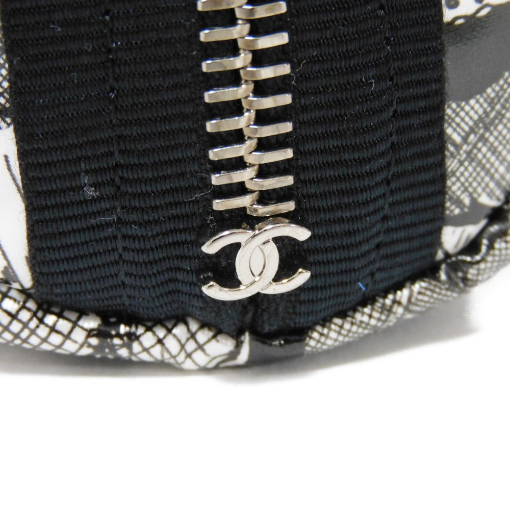 CHANEL Pouch A70811 Nylon black CC mark logo flower floral pattern mini silver 26 series COCO Mark Camellia cosmetic pouch unisex(Unisex) Used Authentic