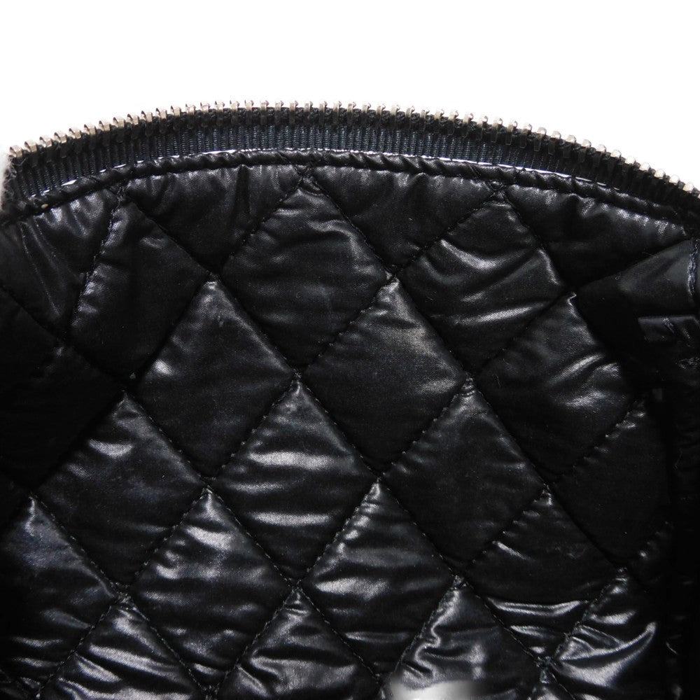 CHANEL Pouch A70811 Nylon black CC mark logo flower floral pattern mini silver 26 series COCO Mark Camellia cosmetic pouch unisex(Unisex) Used Authentic