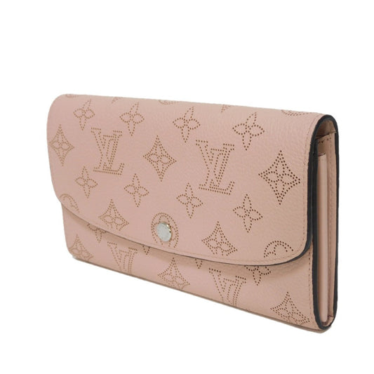LOUIS VUITTON Long Wallet Purse M60145 Mahina leather (stamped) Magnolia LV Logo Flower Perforation Pink Monogram Mahina Portefeuille Iris mens Used Authentic