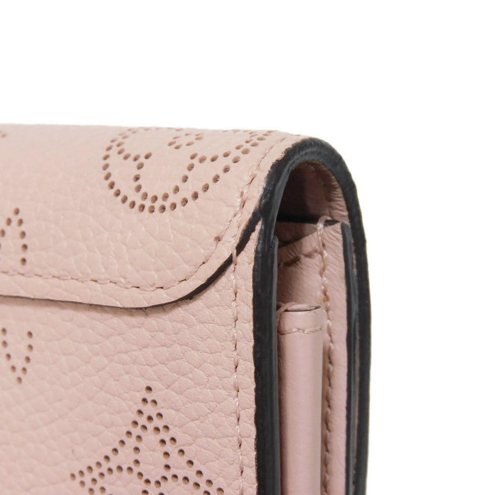 LOUIS VUITTON Long Wallet Purse M60145 Mahina leather (stamped) Magnolia LV Logo Flower Perforation Pink Monogram Mahina Portefeuille Iris mens Used Authentic