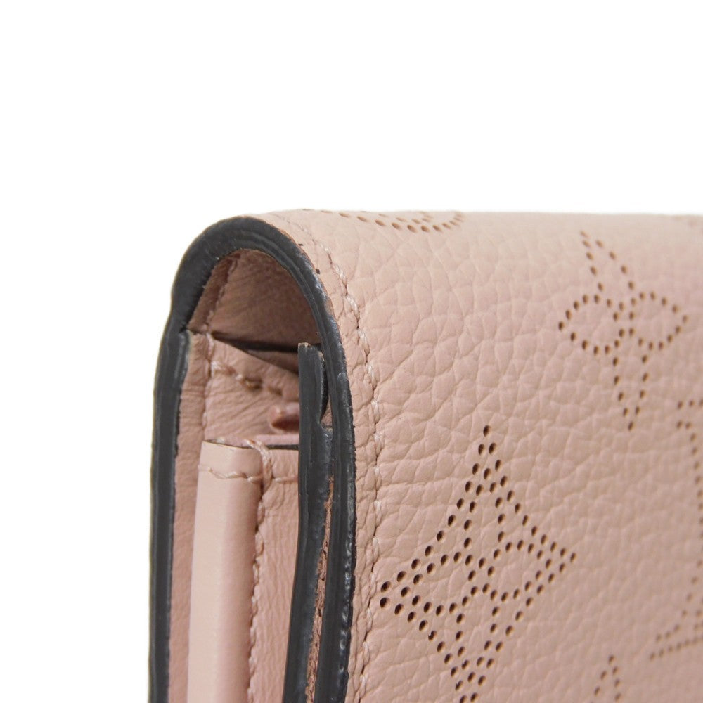 LOUIS VUITTON Long Wallet Purse M60145 Mahina leather (stamped) Magnolia LV Logo Flower Perforation Pink Monogram Mahina Portefeuille Iris mens Used Authentic