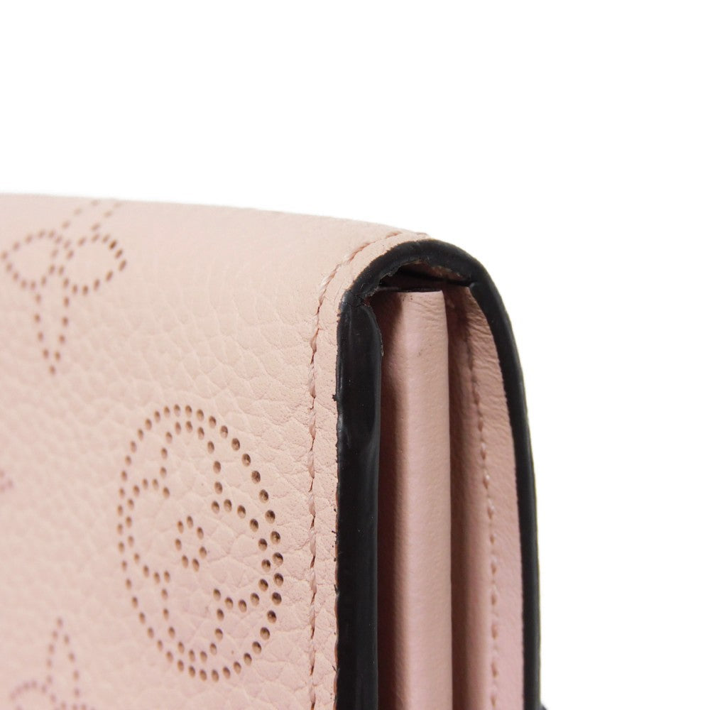 LOUIS VUITTON Long Wallet Purse M60145 Mahina leather (stamped) Magnolia LV Logo Flower Perforation Pink Monogram Mahina Portefeuille Iris mens Used Authentic