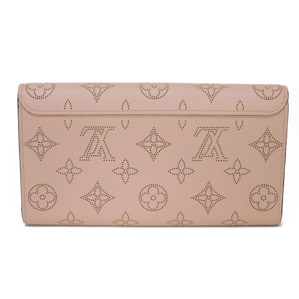 LOUIS VUITTON Long Wallet Purse M60145 Mahina leather (stamped) Magnolia LV Logo Flower Perforation Pink Monogram Mahina Portefeuille Iris mens Used Authentic
