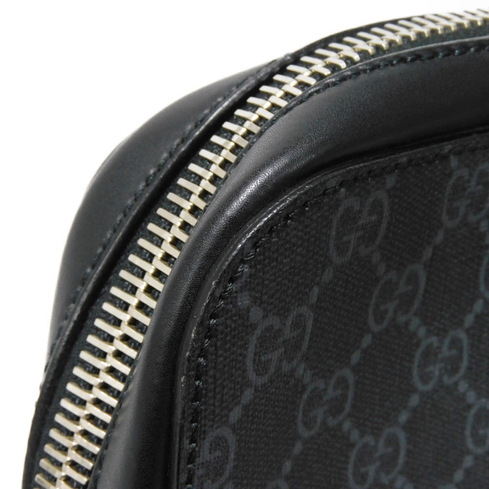 GUCCI Business bag 474135 GG Supreme canvas (polyurethane processing) x Calfskin leather black Handbag logo embossed leather patch GG Supreme Briefcase mens Used Authentic
