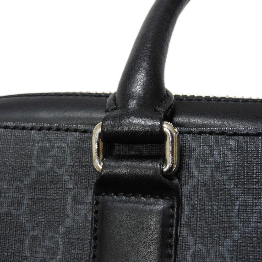 GUCCI Business bag 474135 GG Supreme canvas (polyurethane processing) x Calfskin leather black Handbag logo embossed leather patch GG Supreme Briefcase mens Used Authentic