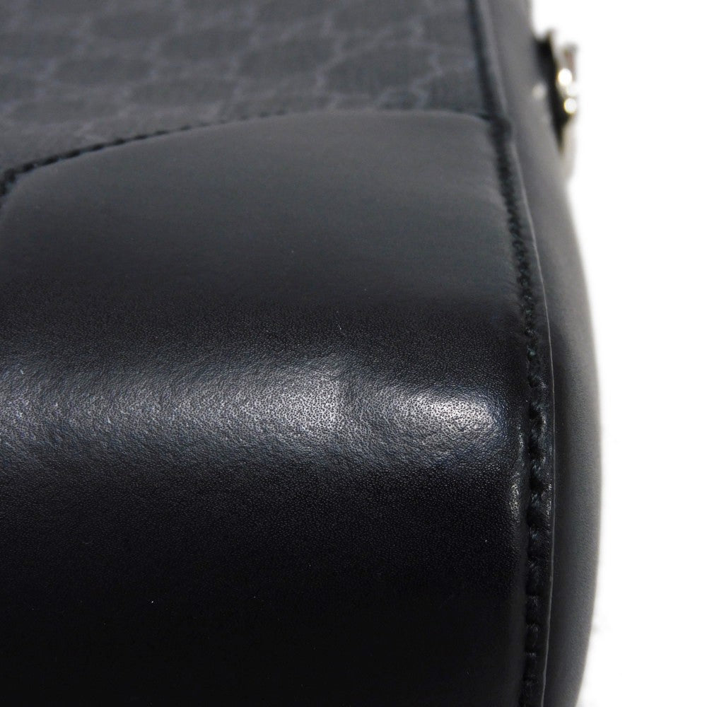 GUCCI Business bag 474135 GG Supreme canvas (polyurethane processing) x Calfskin leather black Handbag logo embossed leather patch GG Supreme Briefcase mens Used Authentic