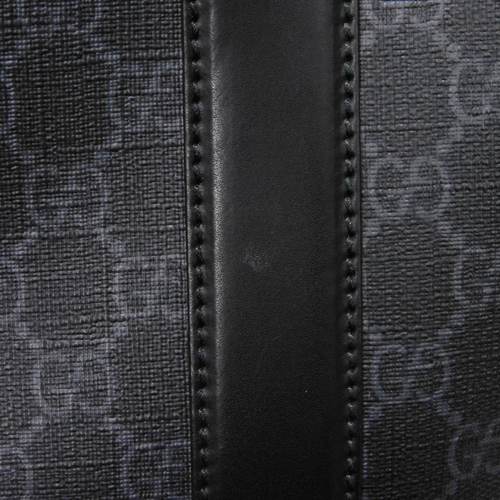 GUCCI Business bag 474135 GG Supreme canvas (polyurethane processing) x Calfskin leather black Handbag logo embossed leather patch GG Supreme Briefcase mens Used Authentic