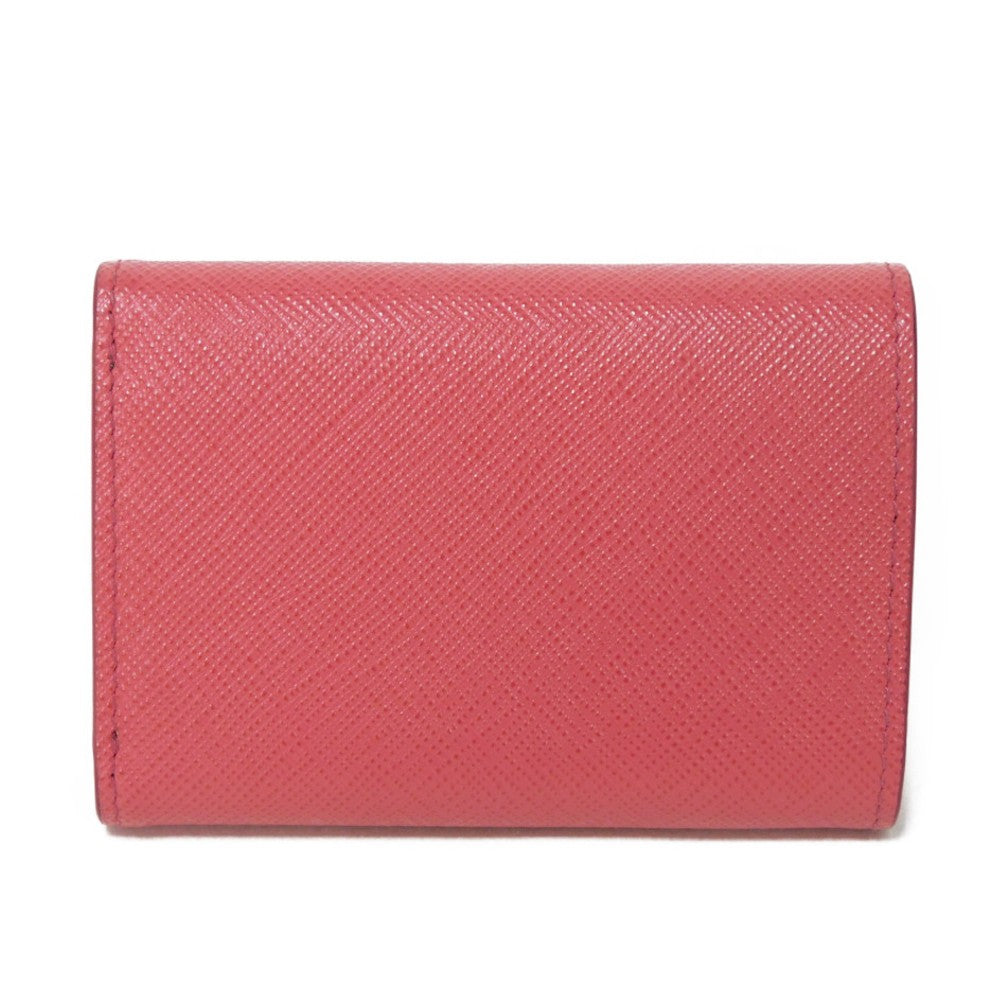 PRADA Tri-fold wallet 1MH021 QWA F0505 Safiano leather (stamped) Peonia Pink RFID logo metal Saffiano Mini Wallet Women Used Authentic