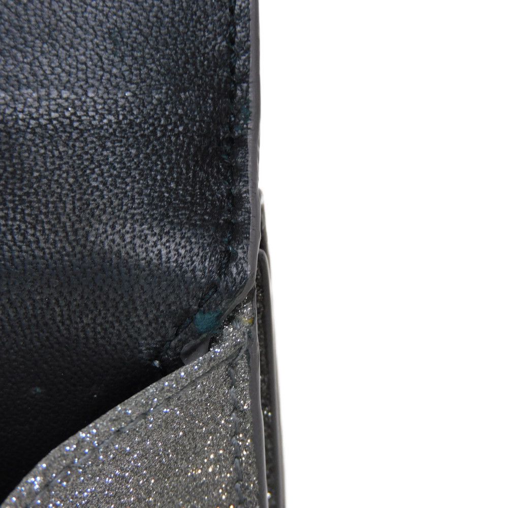 BALENCIAGA Tri-fold wallet 551921 0XV3N 8106 Polyurethane x polyester Silver Glitter Sparkling Black New logo Everyday Mini Wallet unisex(Unisex) Used Authentic