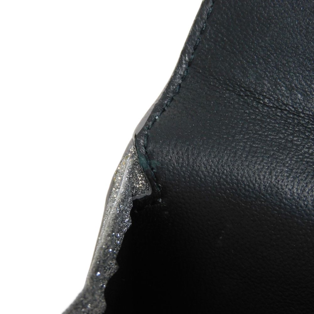 BALENCIAGA Tri-fold wallet 551921 0XV3N 8106 Polyurethane x polyester Silver Glitter Sparkling Black New logo Everyday Mini Wallet unisex(Unisex) Used Authentic
