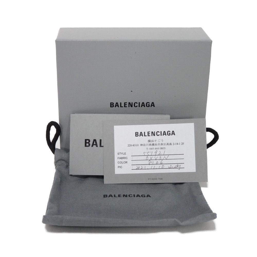 BALENCIAGA Tri-fold wallet 551921 0XV3N 8106 Polyurethane x polyester Silver Glitter Sparkling Black New logo Everyday Mini Wallet unisex(Unisex) Used Authentic