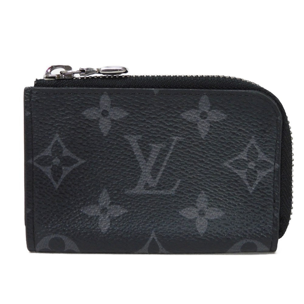 LOUIS VUITTON Coin case M63536 Monogram Eclipse canvas x grain leather black L-shaped zipper compact wallet Monogram Eclipse Portemone Jules mens Used Authentic