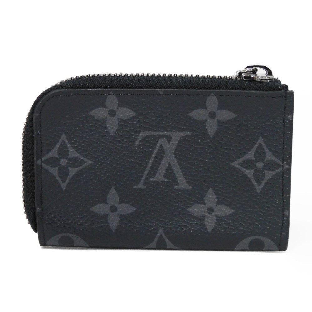 LOUIS VUITTON Coin case M63536 Monogram Eclipse canvas x grain leather black L-shaped zipper compact wallet Monogram Eclipse Portemone Jules mens Used Authentic