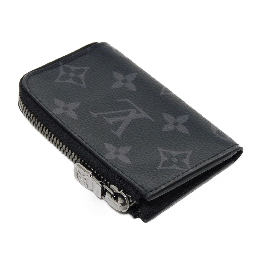 LOUIS VUITTON Coin case M63536 Monogram Eclipse canvas x grain leather black L-shaped zipper compact wallet Monogram Eclipse Portemone Jules mens Used Authentic