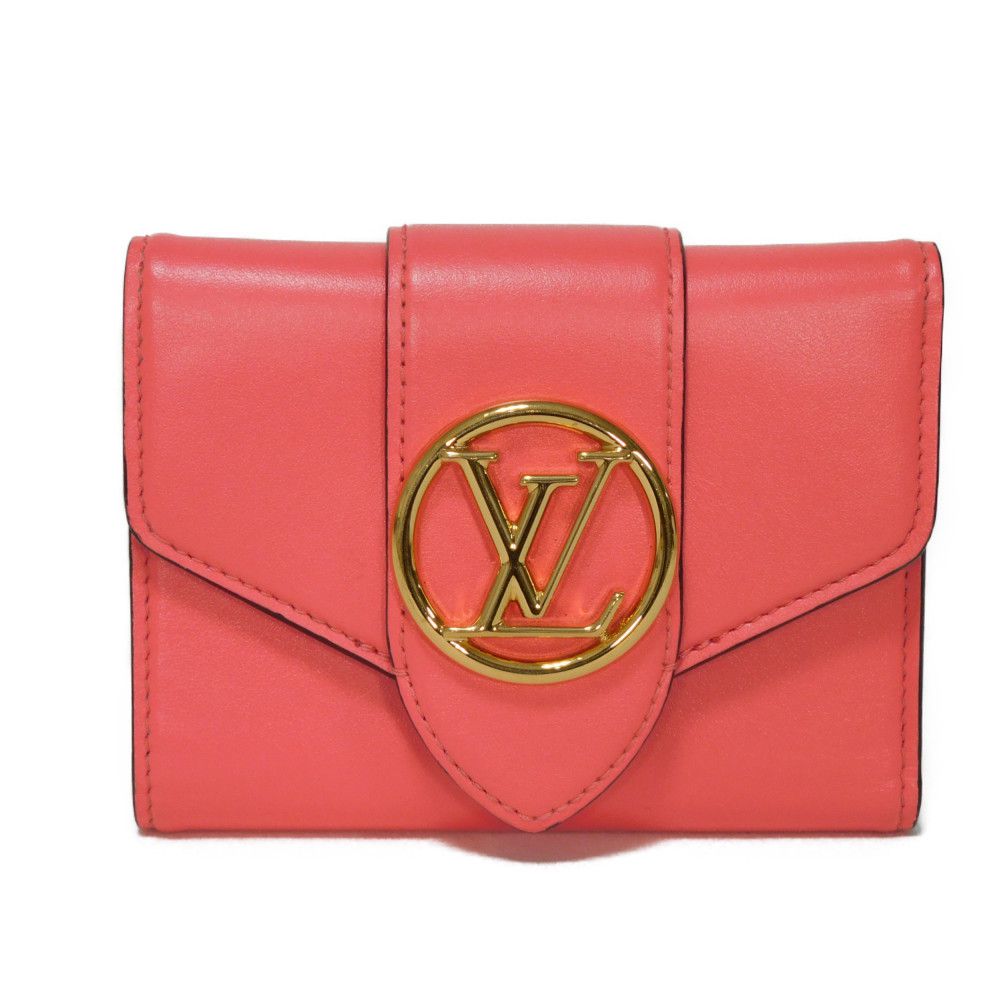 LOUIS VUITTON Tri-fold wallet M69177 Smooth Calfskin Leather Dahlia Smooth Calfskin Blue Bicolor LV circle Portefeuille LV Pont Neuf Compact Rear Women Used Authentic