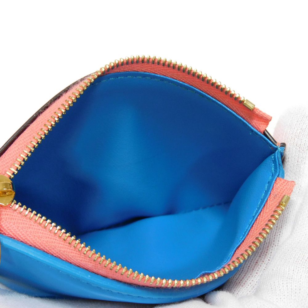 LOUIS VUITTON Tri-fold wallet M69177 Smooth Calfskin Leather Dahlia Smooth Calfskin Blue Bicolor LV circle Portefeuille LV Pont Neuf Compact Rear Women Used Authentic