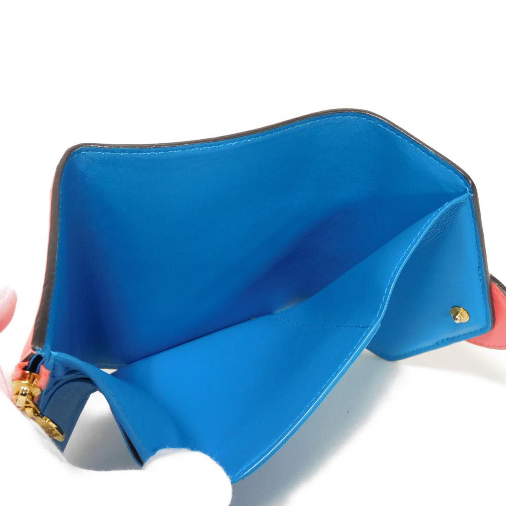 LOUIS VUITTON Tri-fold wallet M69177 Smooth Calfskin Leather Dahlia Smooth Calfskin Blue Bicolor LV circle Portefeuille LV Pont Neuf Compact Rear Women Used Authentic