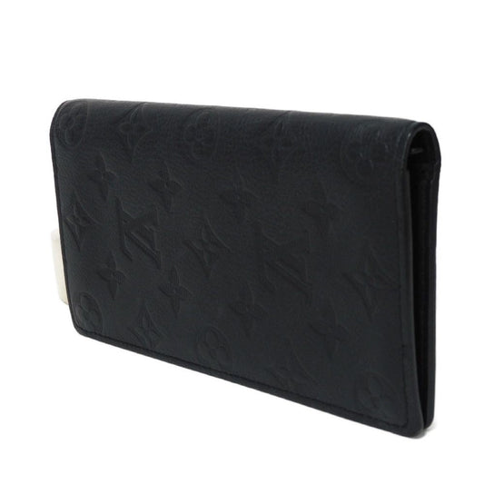 LOUIS VUITTON Long Wallet Purse M62900 Shadow leather (monogram embossing) Noir Current LV logo flower black RFID IC chip Monogram shadow Portefeuille Braza mens Used Authentic