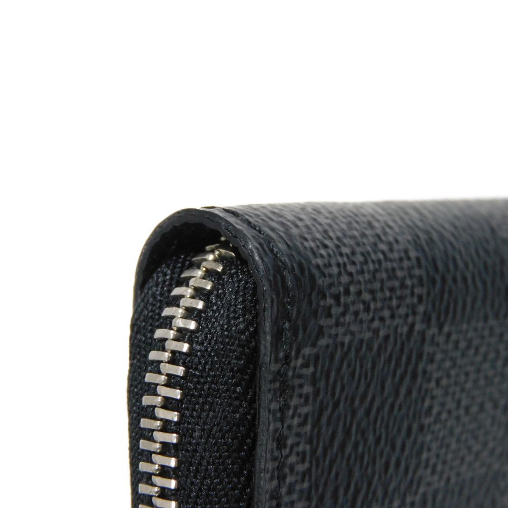 LOUIS VUITTON Coin case N63076 Damier Graphite canvas x grained leather (embossed) Noir Black New Zip Around Wallet Damier Graphite Zippy coin purse mens Used Authentic