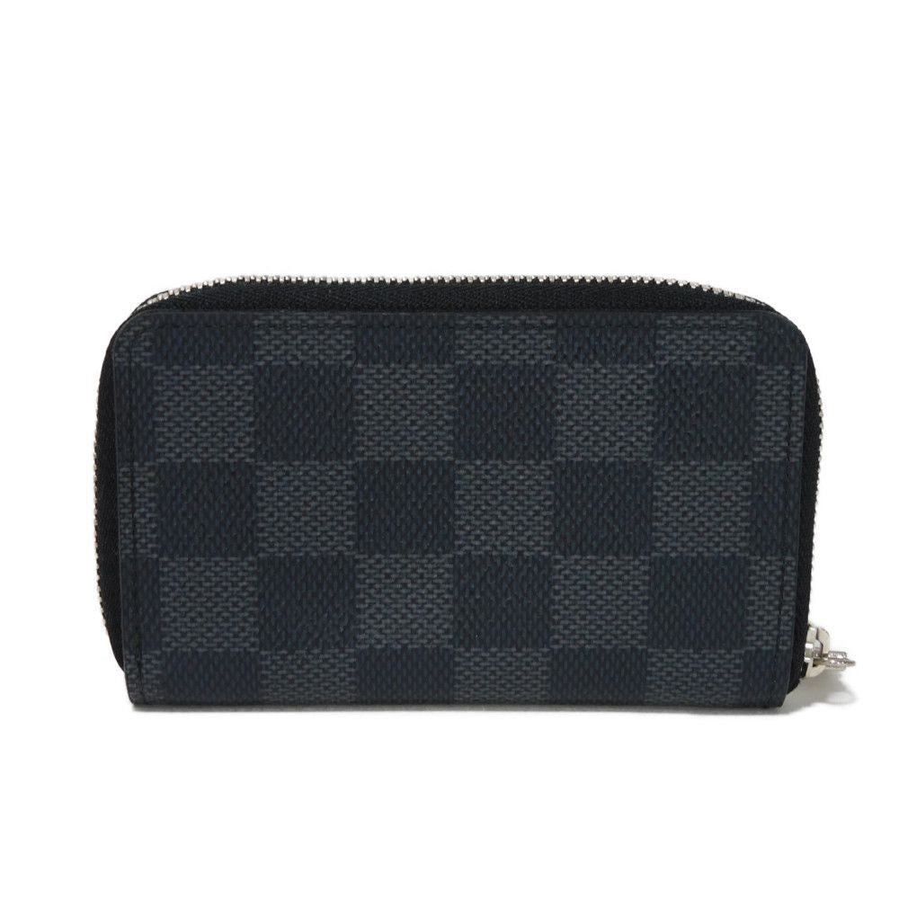 LOUIS VUITTON Coin case N63076 Damier Graphite canvas x grained leather (embossed) Noir Black New Zip Around Wallet Damier Graphite Zippy coin purse mens Used Authentic