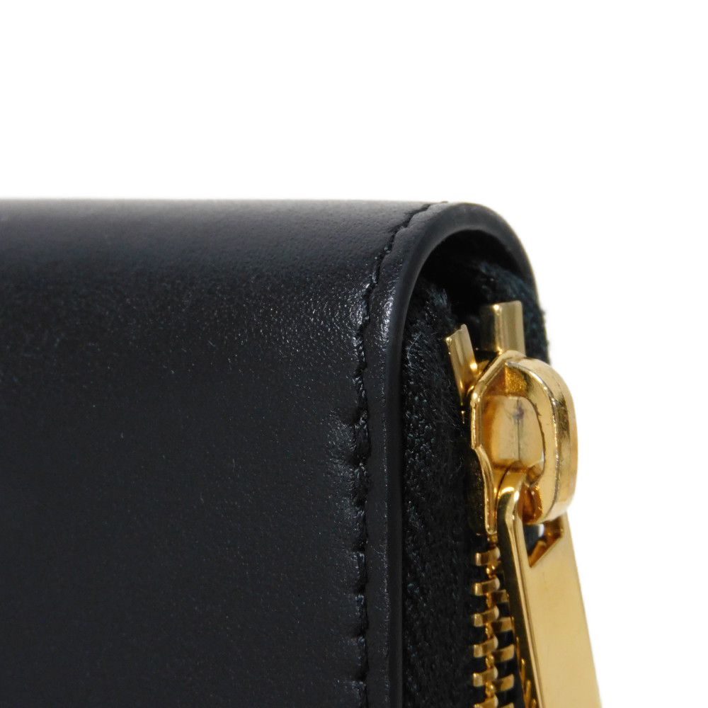 CELINE Long Wallet Purse 10K543DR8.38NO Smooth scarf skin black Current Smooth Calfskin Zip Around Cuir Triomphe Large zip wallet unisex(Unisex) Used Authentic