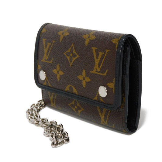 LOUIS VUITTON Tri-fold wallet M60167 Monogram Macassar canvas and grained leather Noir Monogram Macasa Portefeuille compact