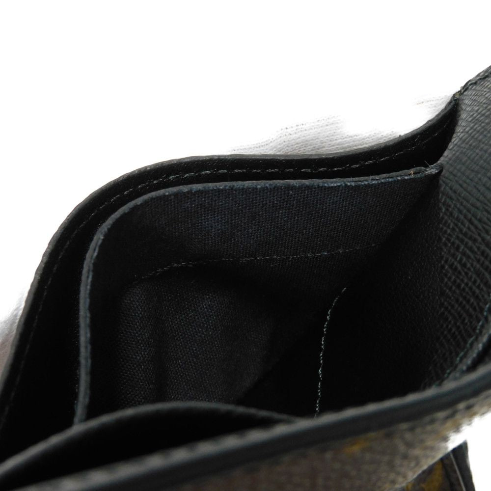 LOUIS VUITTON Tri-fold wallet M60167 Monogram Macassar canvas and grained leather Noir Monogram Macasa Portefeuille compact