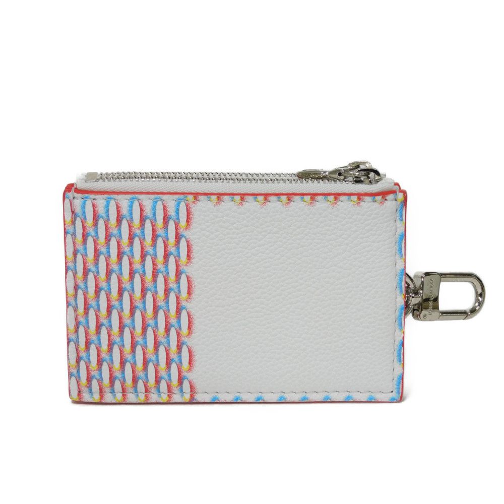 LOUIS VUITTON Coin case M81430 Grained calf leather (damier giant print) Blanc Spray Key Hook RFID Damier 3D Giant Double Zipped Card Holder mens Used Authentic