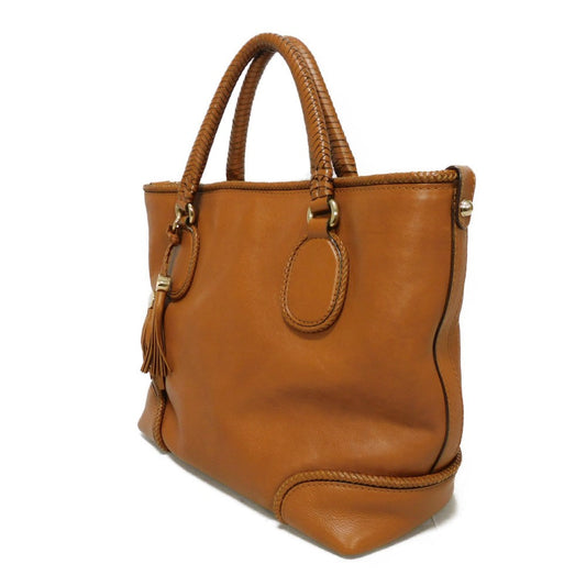 GUCCI Tote Bag 257023 Calf leather Brown G logo tassel charm Marrakech Tote