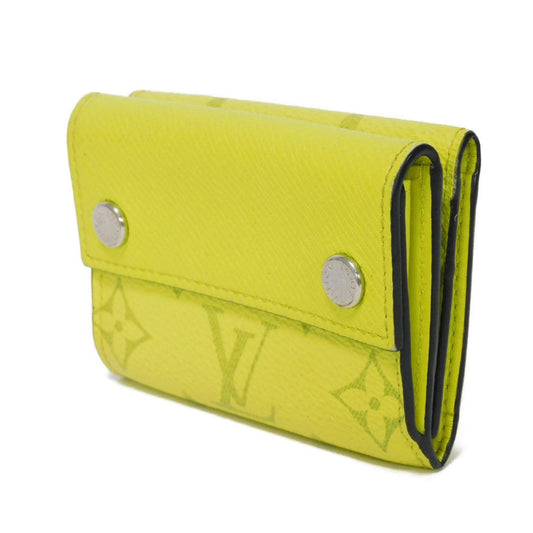 LOUIS VUITTON Tri-fold wallet M67629 Taiga leather x monogram canvas x smooth leather Jonne LV Logo Flower Yellow Taiga Lama Monogram Discovery compact wallet mens Used Authentic