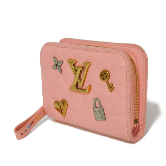 LOUIS VUITTON Bifold Wallet M63965 Smooth Calfskin Leather pink LV logo key padlock heart New Wave Love Rock Portefeuille Compact Zip Women Used Authentic