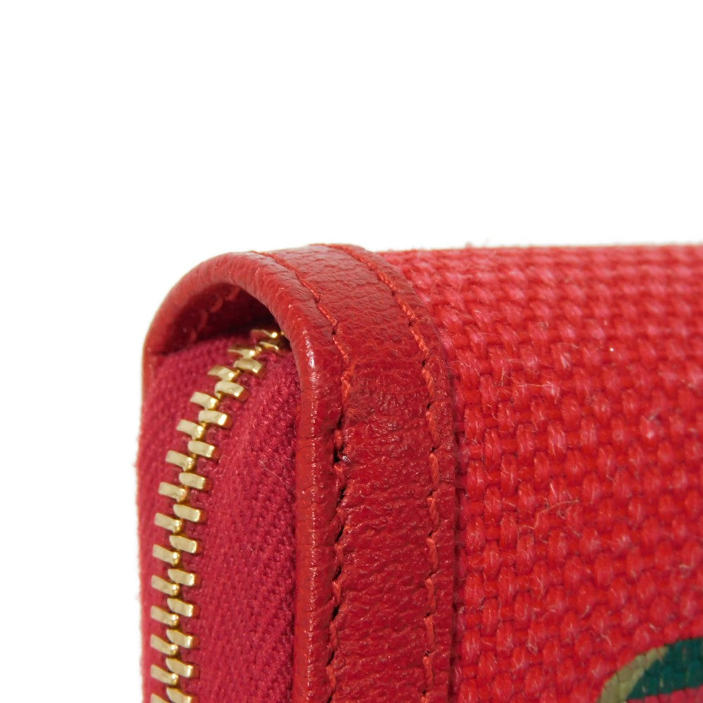 GUCCI Long Wallet Purse 524790 9SBCG 9093 Baia de la linen canvas x calf leather Tricolor Interlocking G Web Good condition logo Baiadera Zip Around Wallet unisex(Unisex) Used Authentic