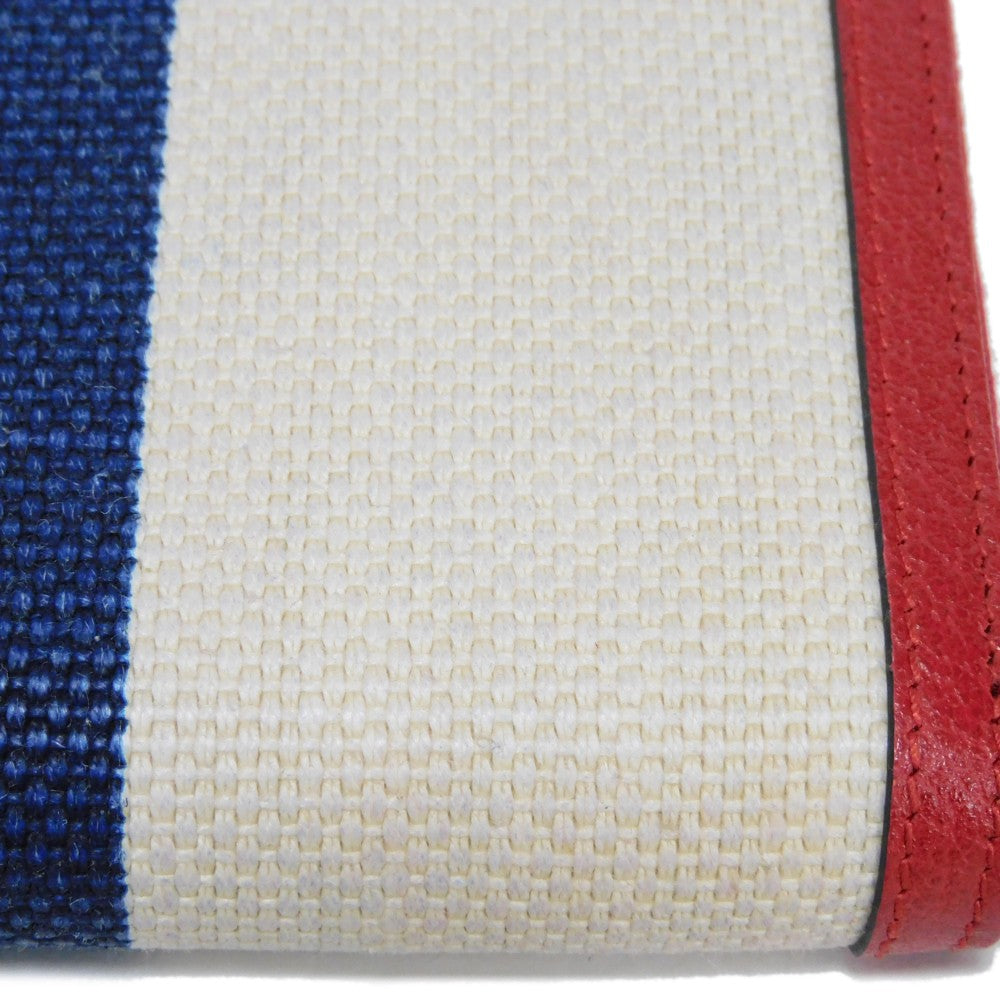 GUCCI Long Wallet Purse 524790 9SBCG 9093 Baia de la linen canvas x calf leather Tricolor Interlocking G Web Good condition logo Baiadera Zip Around Wallet unisex(Unisex) Used Authentic