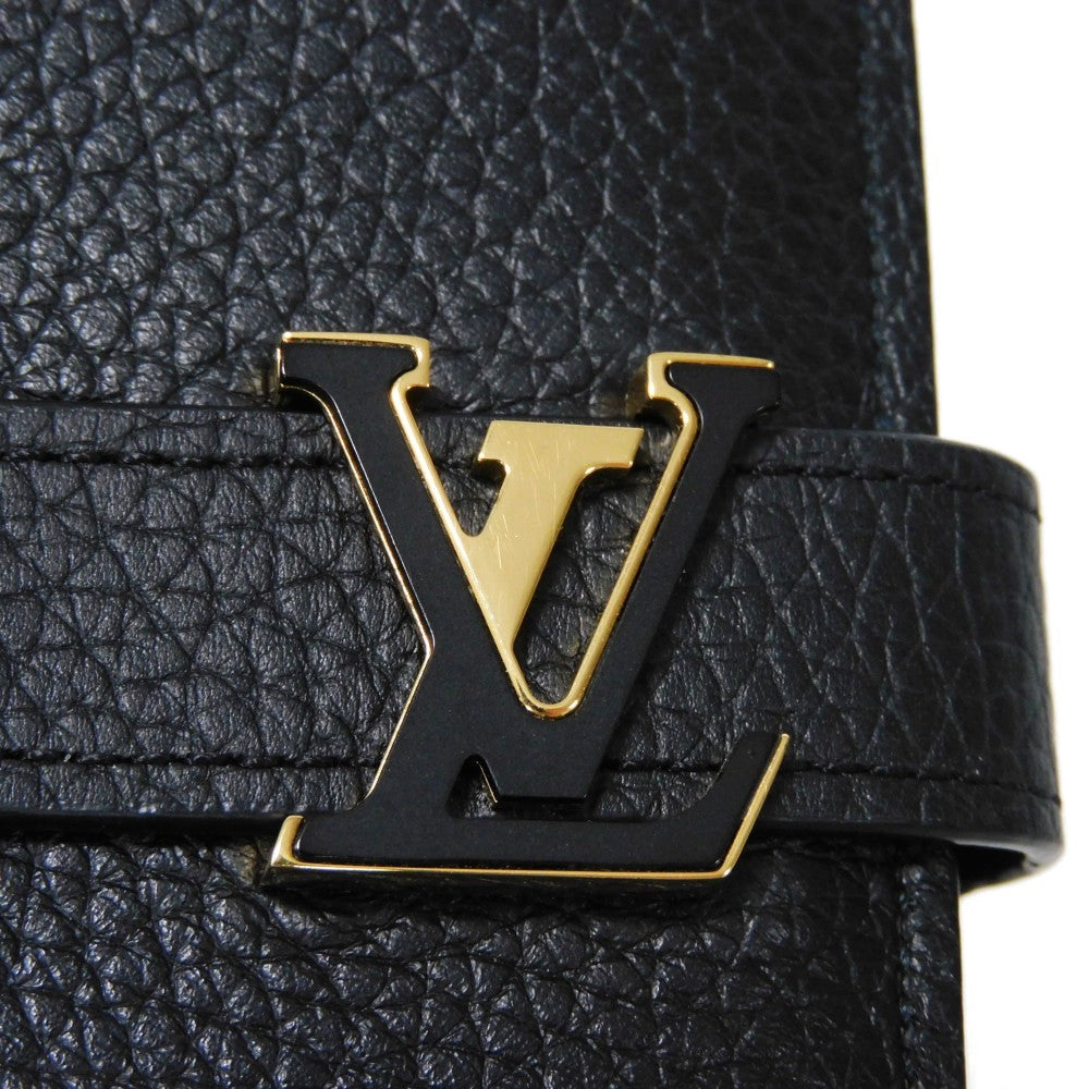 LOUIS VUITTON Long Wallet Purse M81330 Taurillon Clemence leather (embossed) Noir Taurillon Clemence LV vertical wallet