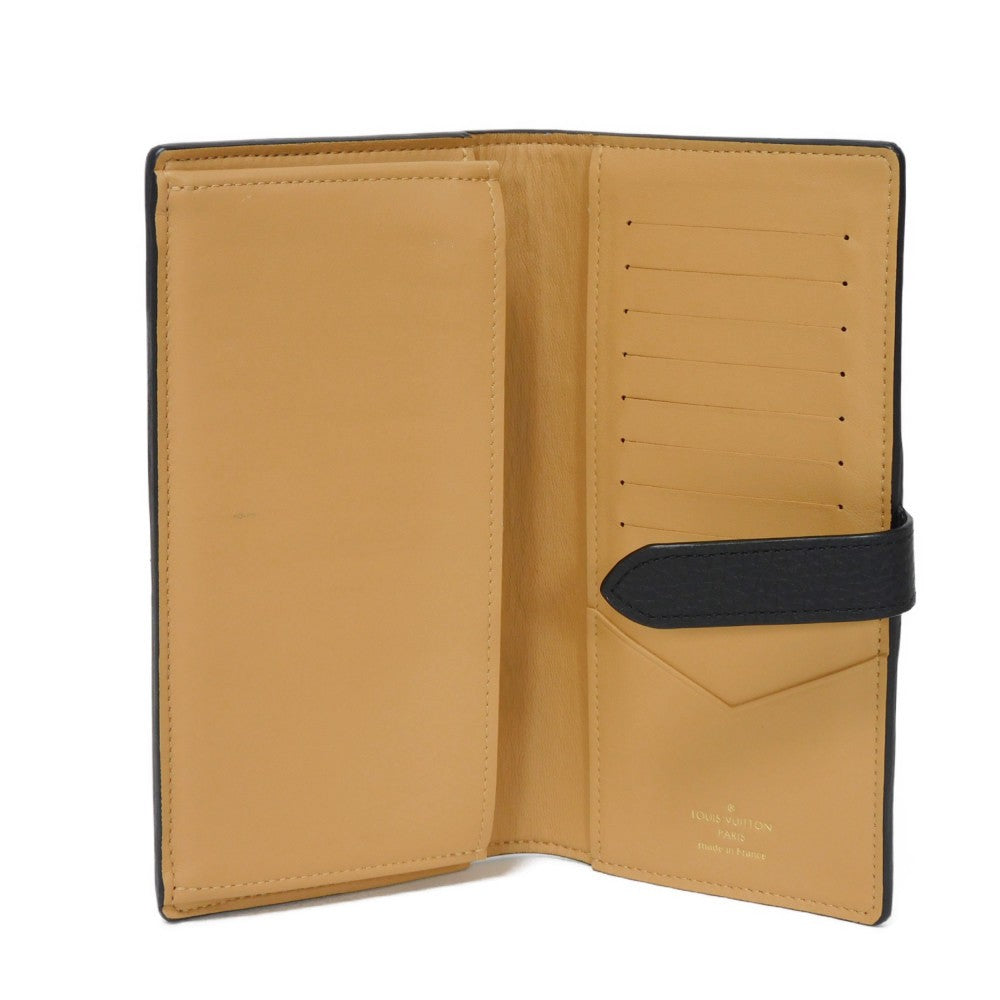 LOUIS VUITTON Long Wallet Purse M81330 Taurillon Clemence leather (embossed) Noir Taurillon Clemence LV vertical wallet
