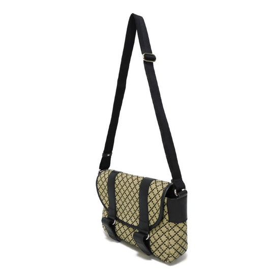 GUCCI Shoulder Bag 374429 Diamante canvas x calf leather (embossed) beige Calfskin Black Crossbody Logo embossing Diamante Mesher Bag unisex(Unisex) Used Authentic