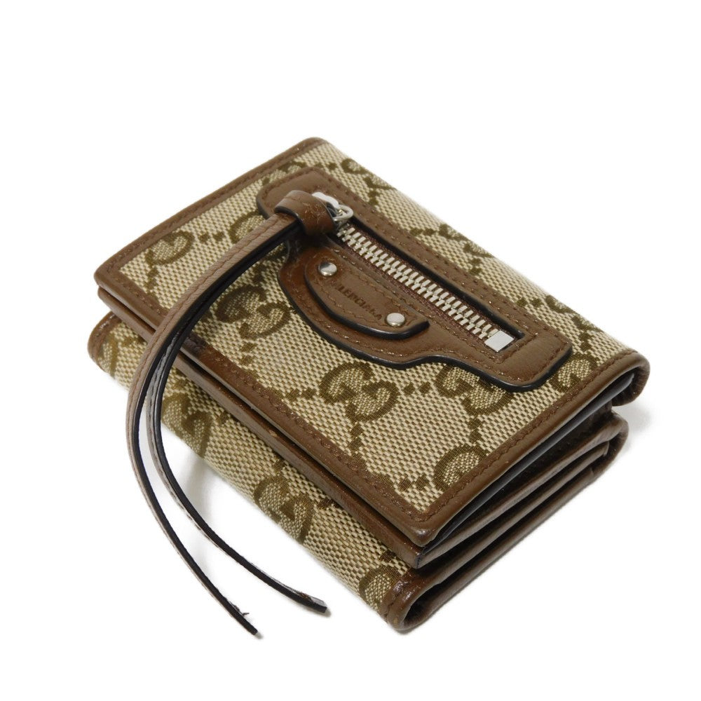 GUCCI Tri-fold wallet 681708 GY5SN 8563 GG canvas x calf leather beige The Hacker Project GG Canvas Balenciaga Neo Classic Compact Wallet unisex(Unisex) Used Authentic
