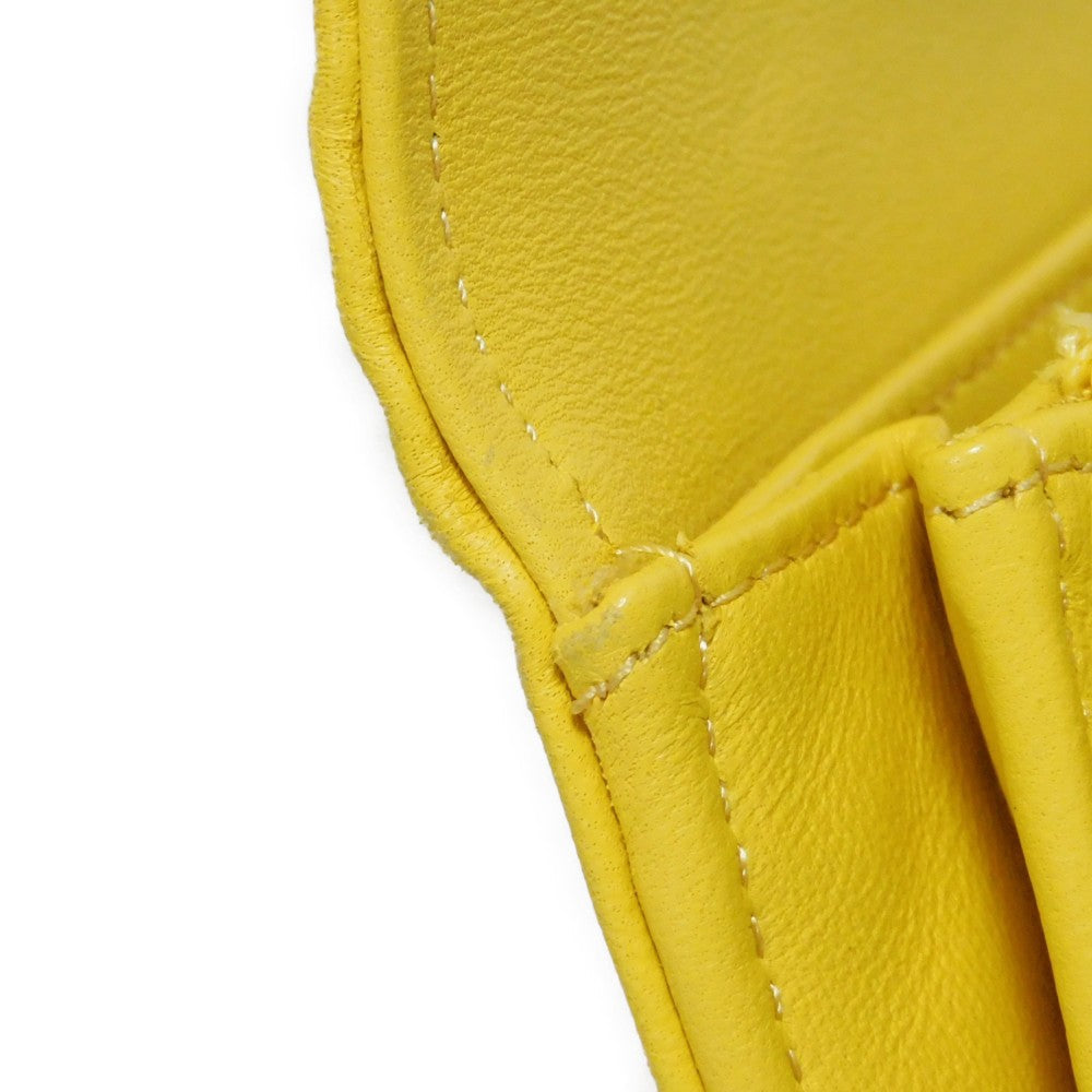 CHANEL Long Wallet Purse A80286 lambskin yellow COCO Mark Quilted Lambskin 27 Series Matrasse Boy Chanel Long Flap Wallet unisex(Unisex) Used Authentic