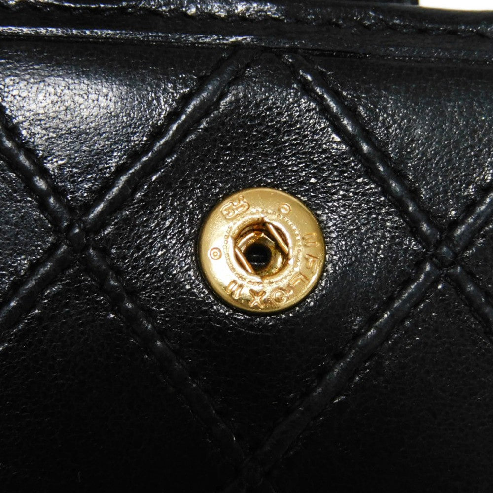 CHANEL Long Wallet Purse A47152 Calfskin black Double stitch Bicolor Long Flap Wallet